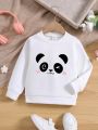 Young Girl Cartoon Panda Print Sweatshirt