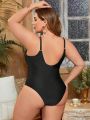 SHEIN Swim Chicsea Plus Size Openwork Hollow Out Front & Backless Monokini Swimsuit