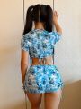 SHEIN Swim Y2GLAM Women's Floral Print Swimsuit Set