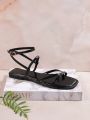 Women's Stylish Black Strappy Flat Sandals