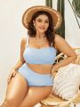 SHEIN Swim Vcay Plus Size Women'S Solid Color Swimwear Set