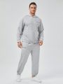 SHEIN Extended Sizes Men Plus Letter Graphic Hoodie & Sweatpants