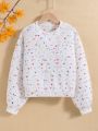 SHEIN Kids EVRYDAY Tween Girl Popcorn Knit Drop Shoulder Sweater