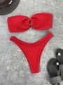 Ring Linked Bandeau Bikini Swimsuit