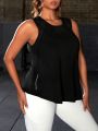 Plus Size Back Hollow Out Mesh Splice Sports Tank Top