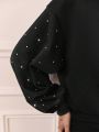 SHEIN Frenchy Women's Rhinestone Inlaid Drop Shoulder Long Sleeve Sweatshirt