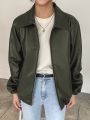 Dazy-Less Women's Stand Collar Pu Jacket