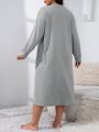 Plus Half Button Drop Shoulder Nightdress