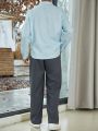 Extended Sizes Men's Plus Size Flower Print Shirt And Pants Set