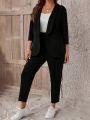 SHEIN LUNE Plus Shawl Collar Open Front Blazer & Pants