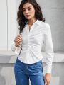 SHEIN BIZwear Solid Color Long Sleeve Shirt