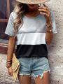 Round Neck Color Block T-Shirt