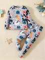 SHEIN Baby Boys' Cartoon Printed Homewear Set