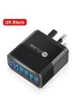 1pc Black Korean Standard Plug 30w Usb Charger With Quick Charge 3.0 And 6 Usb Ports, Fast Wall Charger Compatible With Iphone, Xiaomi, Samsung, And Other Multi-port Mobile Phones