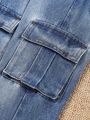 Toddler Girls' Denim Cargo Pants With Pockets