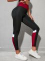 Yoga Basic Tri-Panel Yoga Leggings M-shaped Seam Booty Sculpt Tummy Control Gym Tights With Wide Waistband