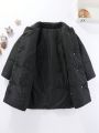 SHEIN Kids EVRYDAY Little Girls' Mid-length Warm Coat With Casual Waist-tight Suit Design For Autumn And Winter, New Arrival