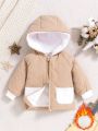 Fashionable Baby Girls' Khaki Jacket With Hood And Zipper