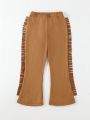 SHEIN Kids HYPEME Little Girls' Fashionable Suede Tassel Detail Casual Long Pants