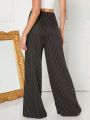 Luxe SHEIN ICON Striped Print Slant Pocket Wide Leg Pants