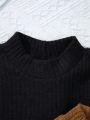 Young Girl 3pcs Mock Neck Ribbed Knit Dress