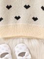 Baby Girls' Half High Collar Sweater With Heart Pattern