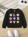 Baby Girl Floral & Letter Graphic Sweatshirt