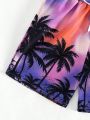 Tween Boys' Drawstring Coconut Tree Printed Swimming Trunks