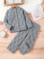 Little Girls' Button-front Cardigan And Pants Set