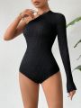 SHEIN Essnce Ladies' One Shoulder Long Sleeve Bodycon Bodysuit