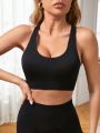 Yoga Basic Solid Color Hollow Out Sport Bra