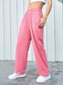 Street Sport Women'S Elastic Waist Patch Sweatpants