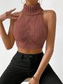 SHEIN Essnce 1pc Turtleneck Cable Knit Top