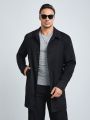 SHEIN Extended Sizes Men Plus Solid Button Front Coat