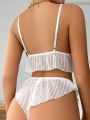 Striped Ruffle Hem Lingerie Set