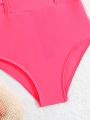 Young Girls' Ruffle Edge One-Piece Swimsuit