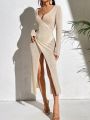 SHEIN Swim BohoFeel Solid Wrap Hem Dress