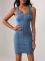 STERLING Zip Back Bodycon Denim Dress