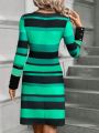 SHEIN Clasi Women's Round Neck Striped Dress