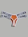 Men Letter Tape Waist Cut Out Thong