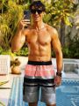 Men'S Striped Drawstring Waist Beach Shorts