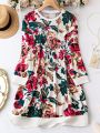 Plus Floral Print Sweatshirt Dress