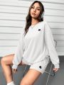 Embroidery Detail Sweatshirt And Shorts Set