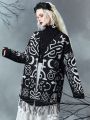 Goth Tasselled Patterned Cardigan With Open Front Design