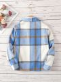 Girls' Plaid Jacket With Flap Detail, For Teenage Girls