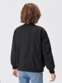 SHEIN Boys Slant Pockets Teddy Lined Bomber Jacket