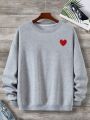 Men's Plus Size Warm Heart Embroidery Lined Sweatshirt