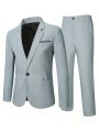 Extended Sizes Men Plus Single Button Blazer & Pants