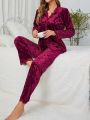 Lace Patchwork Long Sleeve Pajama Set