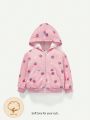 Cozy Cub Baby Girl Heart & Strawberry Print Hooded Jacket